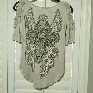 Crocheted cold shoulder top